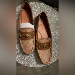 Brand new brown leather Coach loafers
